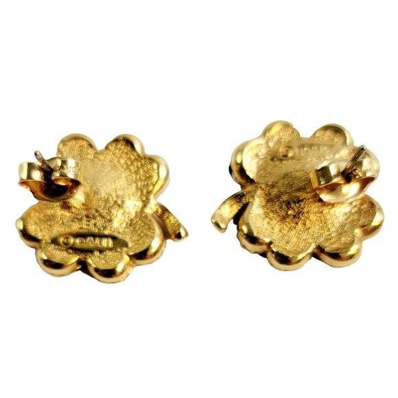 Vintage Avon 4 Leaf Clover Green Enameled Post Earrings - Picture 4 of 5